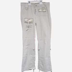 vintage No-boundaries Cute and Classy Women's Cream and Gold Cargo Pants